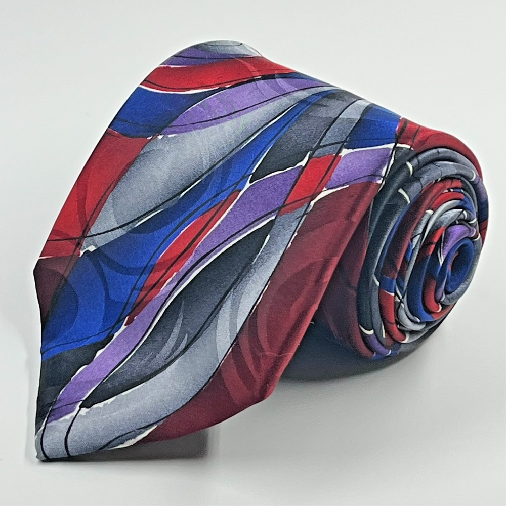 J. Garcia Collection Fifty-Four Snail Garden Silk‎ Men's Necktie Red Blue Purple